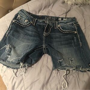 Miss Me Blue Jean Shorts Distressed Mid-Thigh